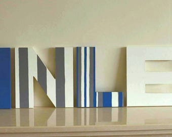 Freestanding name, Wooden letters, Boys nursery letters, Handpianted, Nursery letters, Children's bedroom, 20cm Tall, Bespoke, Gift for him