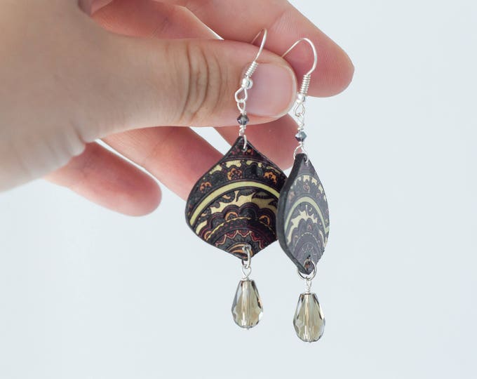 Ornament earrings, Brown dangle earrings, Arabic earrings, Abstract earrings, Brown earrings