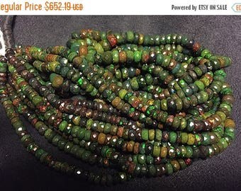 ON SALE 50% Rare Black Opal Beads, Ethiopian Opal, Welo Opal Rondelle Beads, Faceted Opal Beads, 16 Inch Strand, 3mm To 7mm Each, SKU-8439