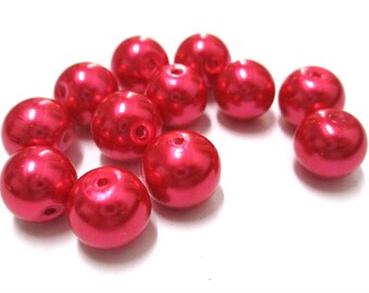 10 Pearl glass 10mm (F-11) bright red beads