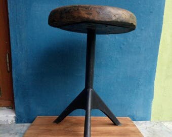 Wood stool. Stool for living room. Industrial stool