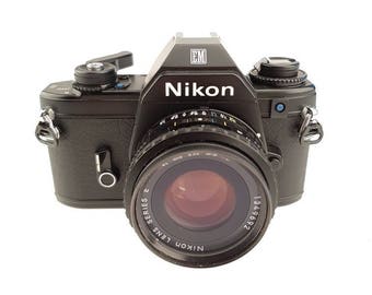 Vintage Nikon EM 35mm Camera - Nikkon 50mm 1:1.8 Lens - Film Camera - Retro Photography - New Battery Included