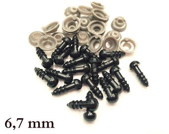 6 mm, 7 mm, 8 mm Safety Eyes - Black safey eyes for amigurumi, dolls, plush, animals