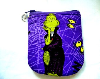 NEW! coin purse with green monster from Grinch fabric