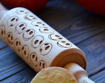 SEASON SALE Jack Skellington Rolling Pin Nightmare Before Christmas Custom Engraved Sugar Cookies Stamp Gift for Friend BFF Sister Mom Baker