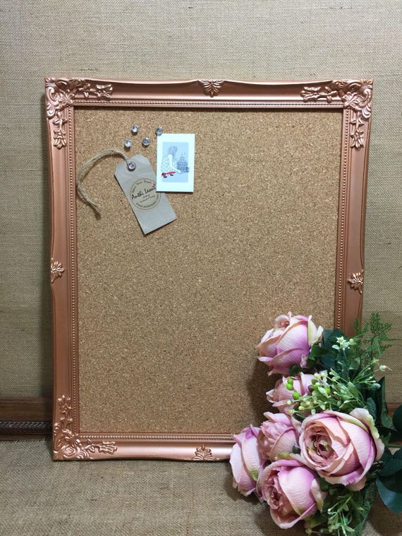 COPPER FRAMED CORKBOARD - Rose Gold Pinboard | Copper Vision Board | Rose Gold Message Board | Copper Notice Board | Copper Memo Board