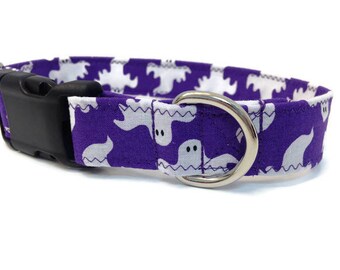 Ghost Dog collar, halloween dog collar, dog collar, purple dog, custom dog collar, purple ghost dog collar