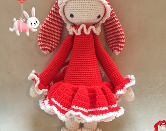 Christie the Rabbit / Christmas/ Valentine's day Bunny /by Lalylala pattern / Crochet Doll / Handmade Amigurumi / Amigurumi Toy