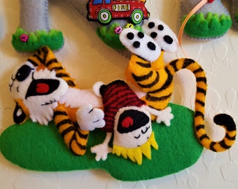Calvin & Hobbes Nursery decor-Calvin and Hobbes Felt Name Banner-Tiger Felt Wall Letters-Child or Baby Nursery Decor-Baby shower gift