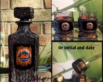 Personalized decanter set~Wedding gift~New York Mets decanter~Baseball gifts~Custom foto gift~Custom decanter~Whiskey decanter~WD#266
