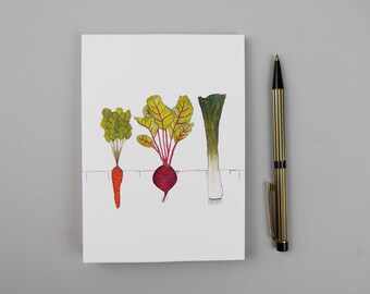 Groceries Magnetic Notepad - Vegetable Illustration Notebook - Fridge Magnet - Food Note Pad - Gardner Gift - Grocery List - Garden Planner