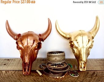 ON SALE Custom Color Cow Skull - Faux Taxidermy - Faux Cow Skull - Western Decor - Southwestern Wall Hanging - Bohemian Decor - Decorative S