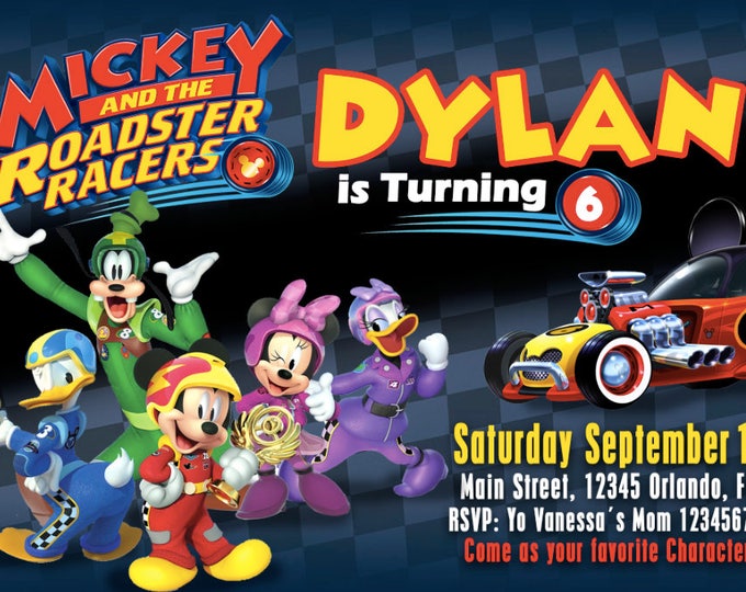 Birthday Invitation Disney Mickey Roadster Racers - We deliver your order in record time! Less than 4 hours! Disney Party. Mickey 2017.