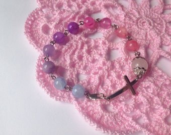 Catholic Rosary Bracelet Handmade Rosary Prayer Beads Bracelet First Communion Baptism Gift Birthday Mother Day Gift for Mom