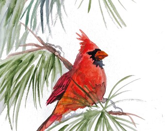 Cardinal watercolor | Etsy