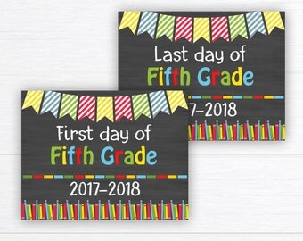 Back to School Sign, School Sign Prop, First Day of Fifth Grade Sign, Chalkboard Sign, First Day of School, 5th Grade, Instant Download