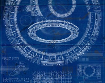 Stargate SG-1 Blueprint - Aged Stargate Print.