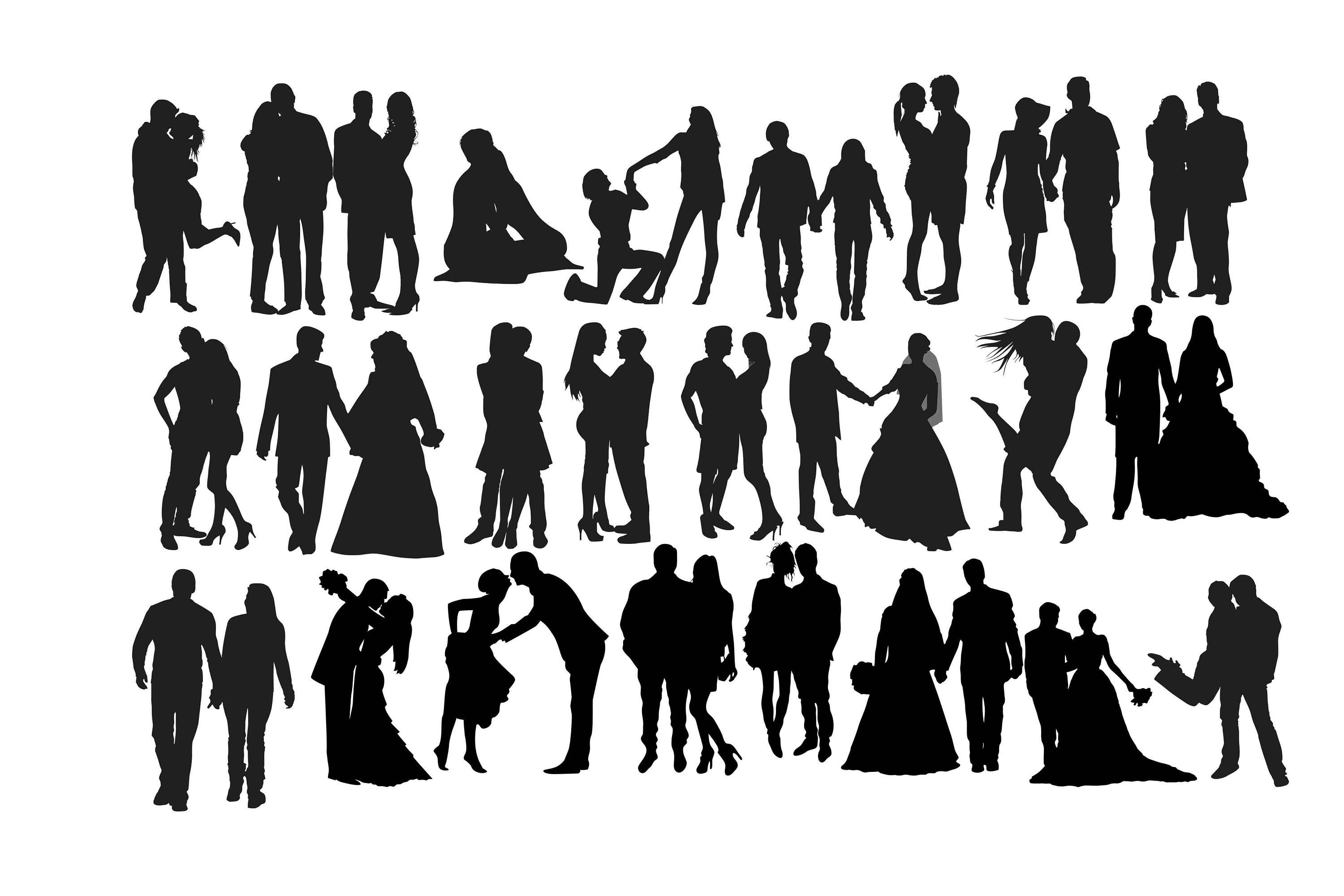 Download Couple silhouette, couple clipart, wedding couple, kissing ...