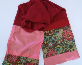 Designer women RESERVE rose red mandala silk scarf
