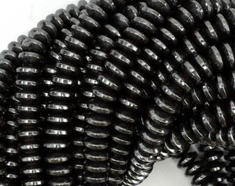 8mm hematite heishi rondelle beads 16" strand 38992