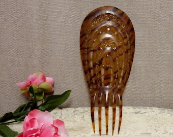 Vintage Faux Tortoiseshell Hair Comb;Large Vintage Back Comb