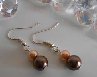 Simple Brown and cream wedding earrings