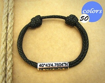 Coordinate Bracelet. Mens Bracelet. GPS Bracelet, Personalized Couples Bracelet. Anniversary gift for boyfriend. Boyfriend Gift