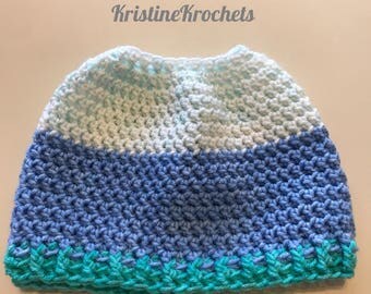Adult Crochet Messy Bun Hat!