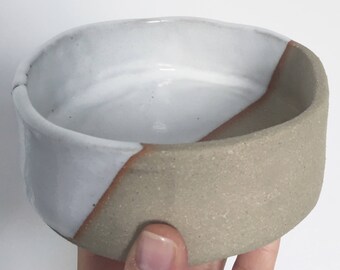 White stoneware ceramic breakfast soup bowl