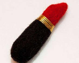 Felted brooch, Brooch jewelry,Wool brooch,Red, Accessory, Gift for her, Stylish black and red brooch, party