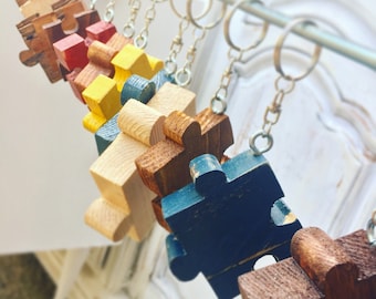 Porte-clés fait main - handmade wooden key rings - 3 model available: puzzle bamboo and other wood with alphabet, with your initial