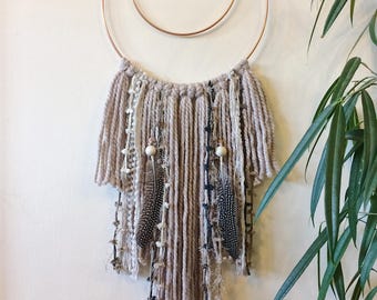 Boho Wall Hanging whimsical triangle neutral dreamcatcher macramé wall hanging Boho Wall Hanging whimsical triangle neutral dreamcatcher macramé wall hanging