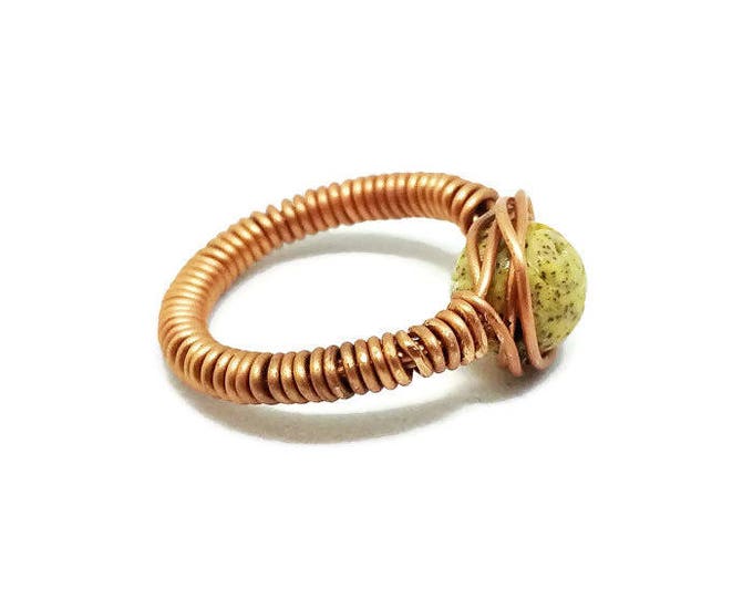 Carved Soapstone Copper Wire Wrapped Ring, Unique Birthday Gift, Soapstone Ring, Copper Ring, Gift for Her, R001