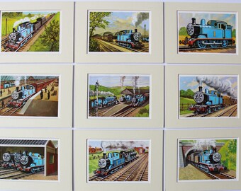 SALE ITEMS Ex-Display THOMAS The Tank Engine Prints - Vintage Trains Railway Engines Railways Transport Pictures Blue Engine Rail Tracks
