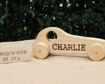 Cam - Custom Handmade Wooden Toy Race Car (name optional)