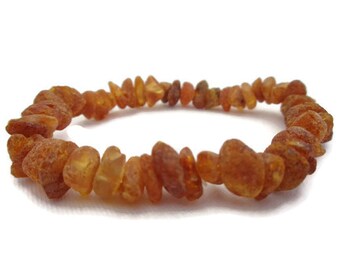 Raw Baltic Amber Bracelet For Adults, Real Amber Beads, Honey Amber, Healing, Pain Relief, Joint Pain, Rheumatoid Arthritis