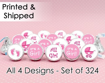 It's a Girl Hershey Stickers, Baby Shower Kisses, Hershey Kiss Sticker, Hershey Stickers, Hershey Kisses Favor (324 Stickers)