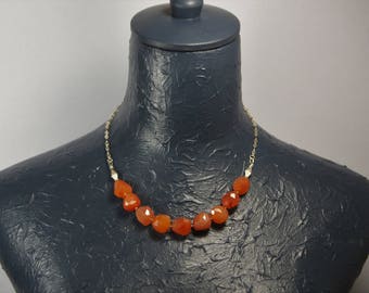 Real Carnelian and Sterling Silver Necklace E 040