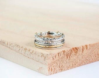 15% OFF Ellery Spinning Ring, Sterling Silver Spinner Ring, Gold Anxiety Ring, Fidget Ring, Worry Ring, Meditation Ring, Fidget Jewelry,