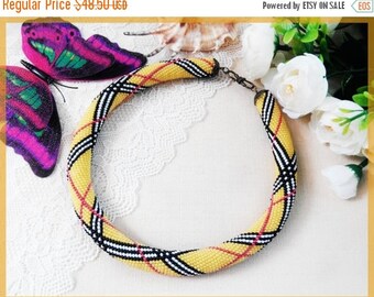 Sale Unique yellow necklace for mother Statement beadwoven necklace Women's day Woman beaded necklace Beadwork beaded jewelry yellow Mother'