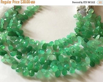 Exclusive Quality Natural Chrysoprase faceted Briolette Pear 5x7 mm approx , 9 inch strand