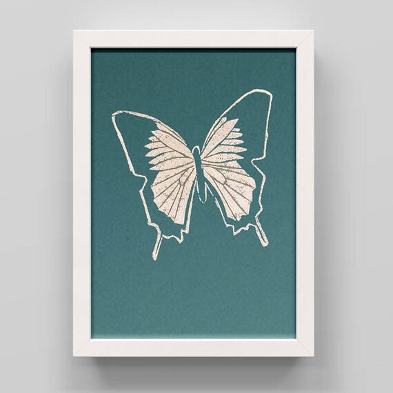linocut print butterfly
