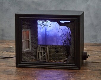 Beyond the garden. Original handmade shadow box.