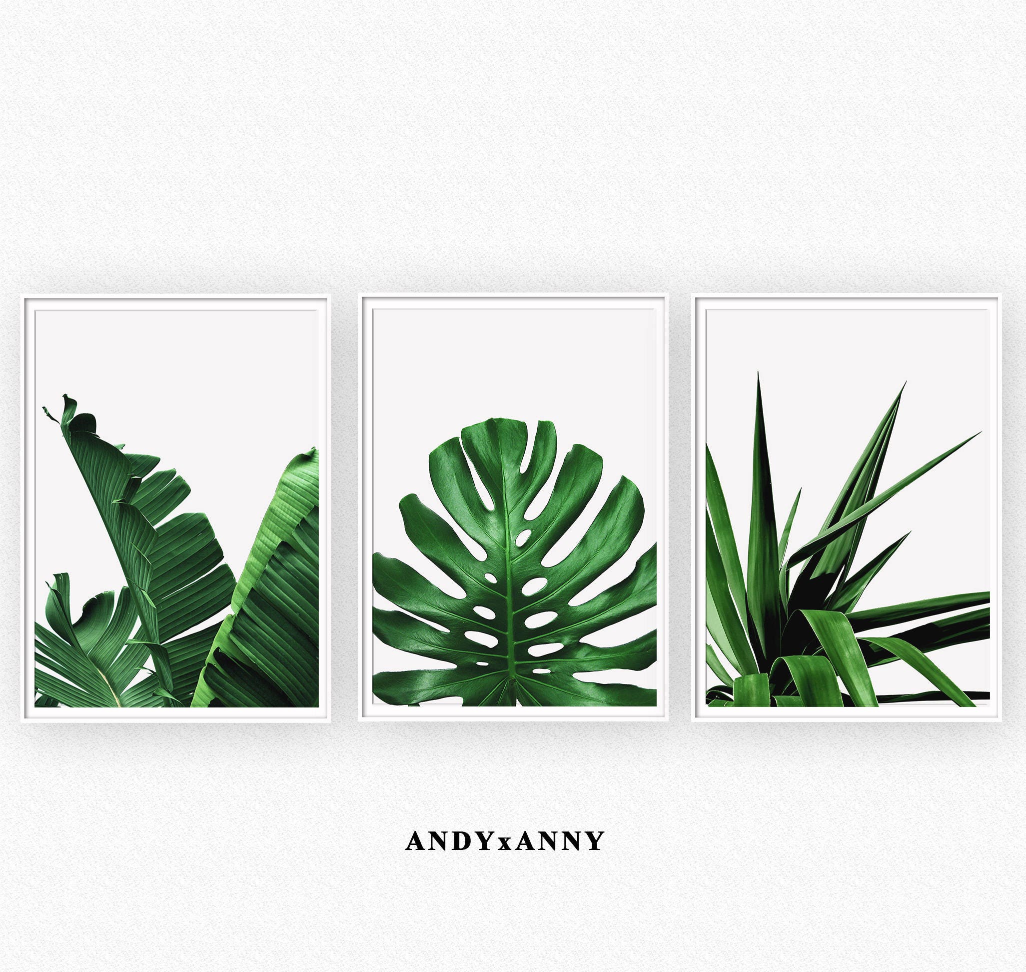 Tropical Leaves Print Set of 3 Prints Digital Prints