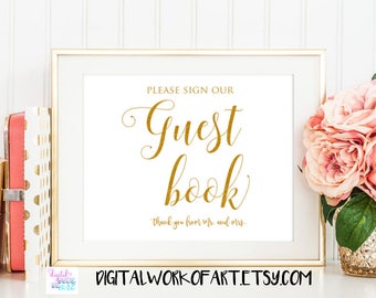 Guest Book Sign, Guestbook Sign, Typography Guestbook Sign, Calligraphy Guest Book Sign, Printable Sign, Wedding Sign, photo guest book, #SG