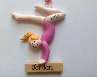 Personalized Blonde Girl Gymnast , Gymnastics Christmas Ornament Team Gift- Free Personalization