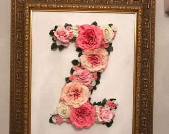 Custom Framed Floral Letter
