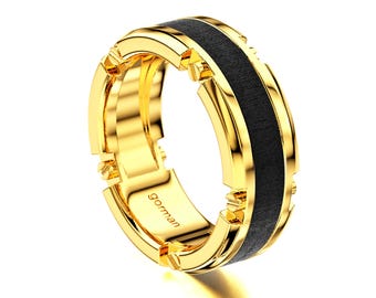 Trendy 14K Yellow Gold Modern Mens Band G1156-14KYG