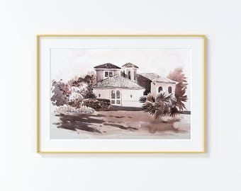 Original Watercolor Painting,Watercolor Painting,landscape,San Antonio,Terrell Hills