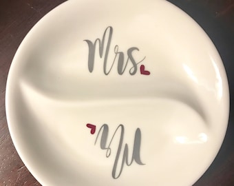 Ring dish, engagement gift, engagement gift for couple, couples gift, hubby/wifey, engagement gifts, gift for bride, bridal shower gift